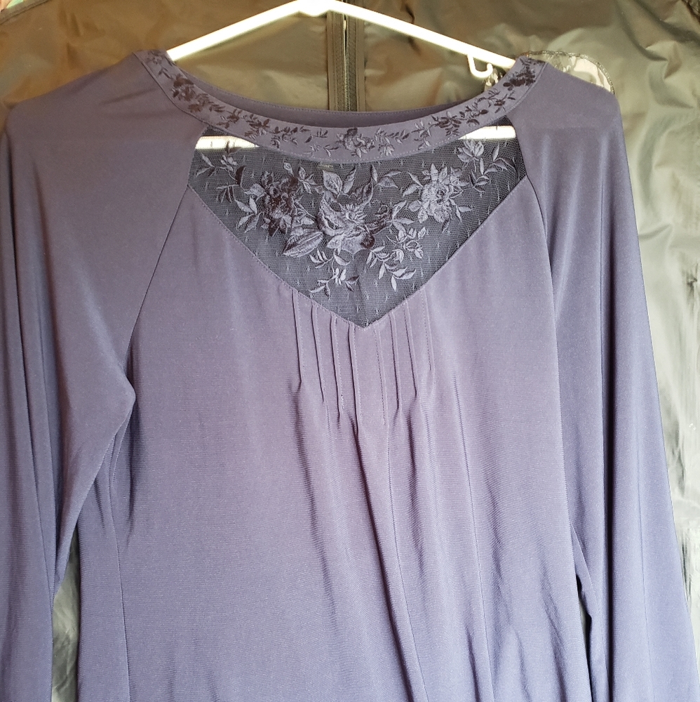 WHBM long sleeve lace blouse, size small, navy. Never worn.